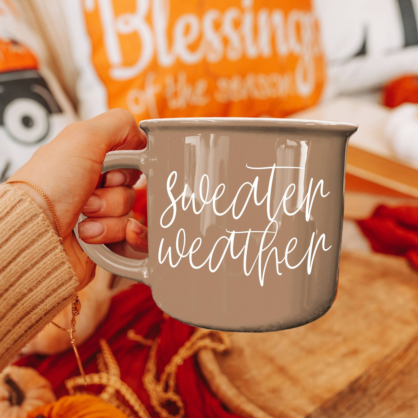 Neutral Fall Coffee Mug, Ceramic Cups for Autumn Home Accent