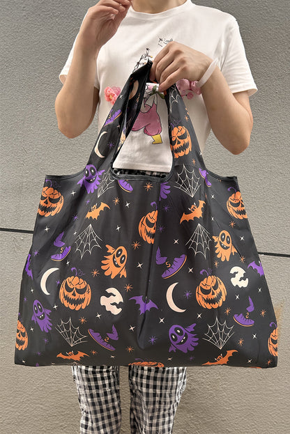 Tillandsia Purple Goth Halloween Pumpkin Large Capacity Foldable Tote Bag