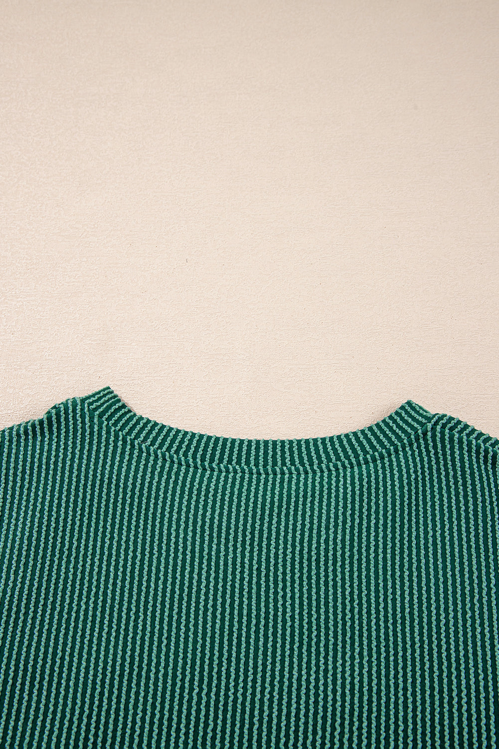 Evergreen Crinkle Rib JOLLY Pattern Long Sleeve Top and Pockets Pants Set