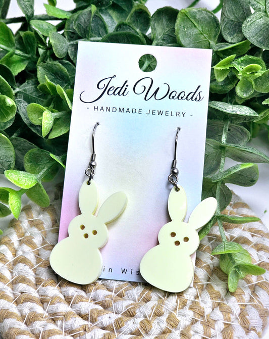 Pastel Yellow Peep Easter Bunny Earrings