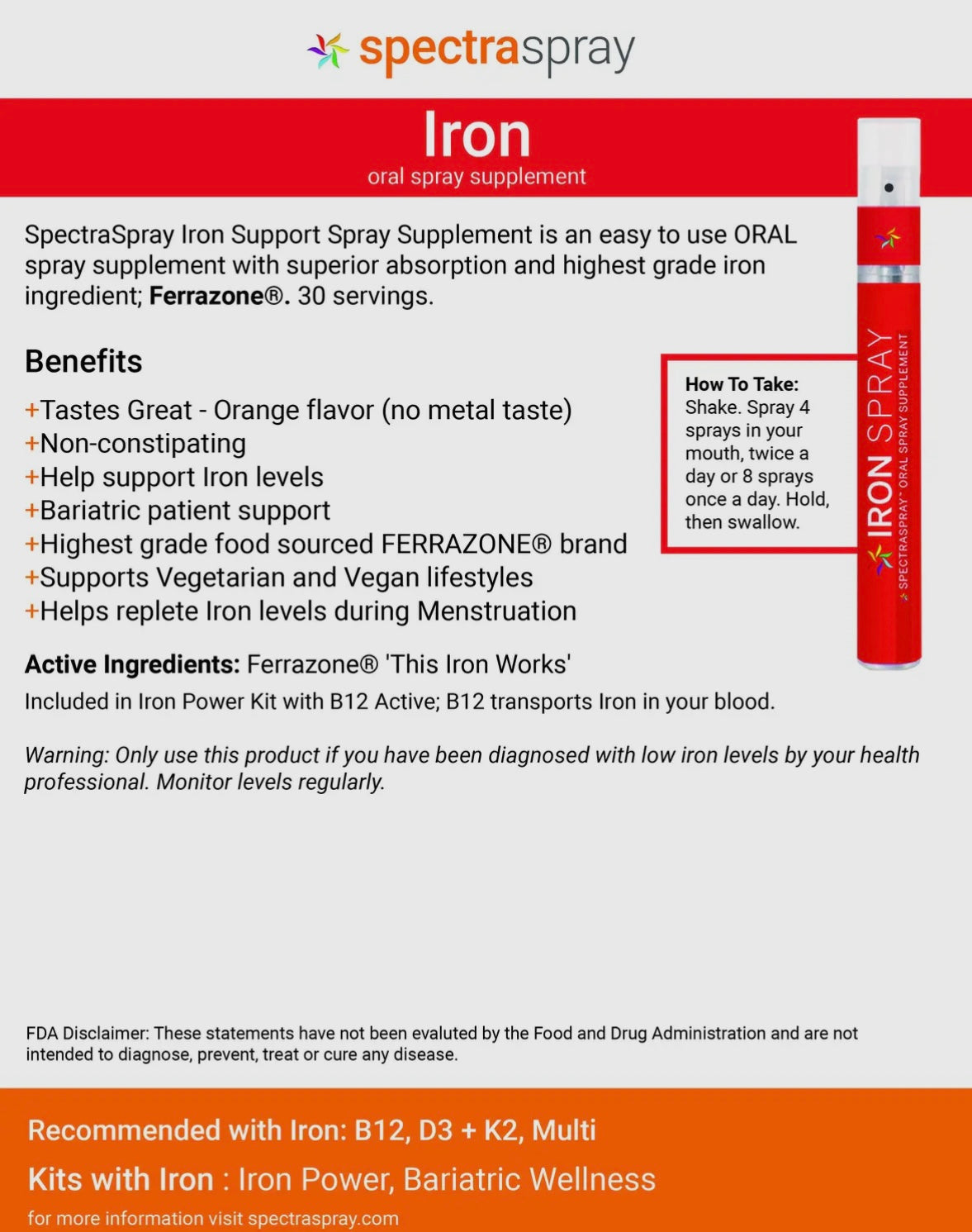 Iron Oral Spray Supplement