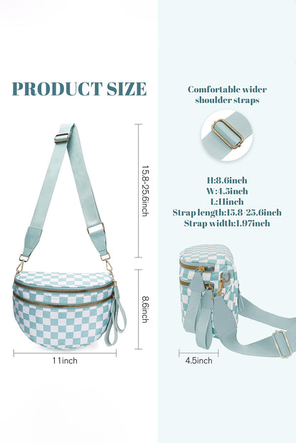 Phalaenopsis Checkered Print Wide Strap Large Crossbody Bag