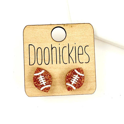 School Spirit Glitter Football Studs - Custom Spirit Earring