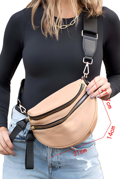 Jungle Green Wide Strap Zipper Crossbody Bag