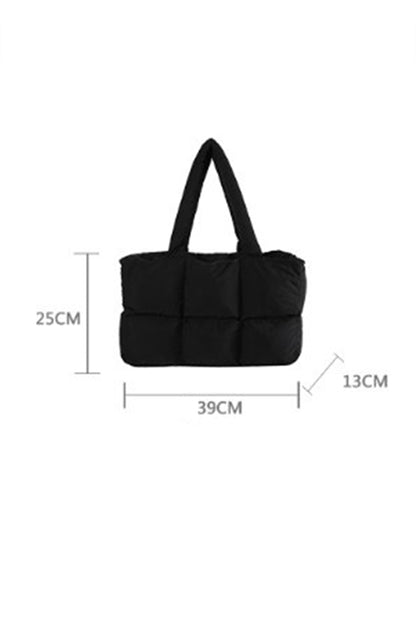 Cinnamon Solid Quilted Puffy Zipped Large Tote Bag