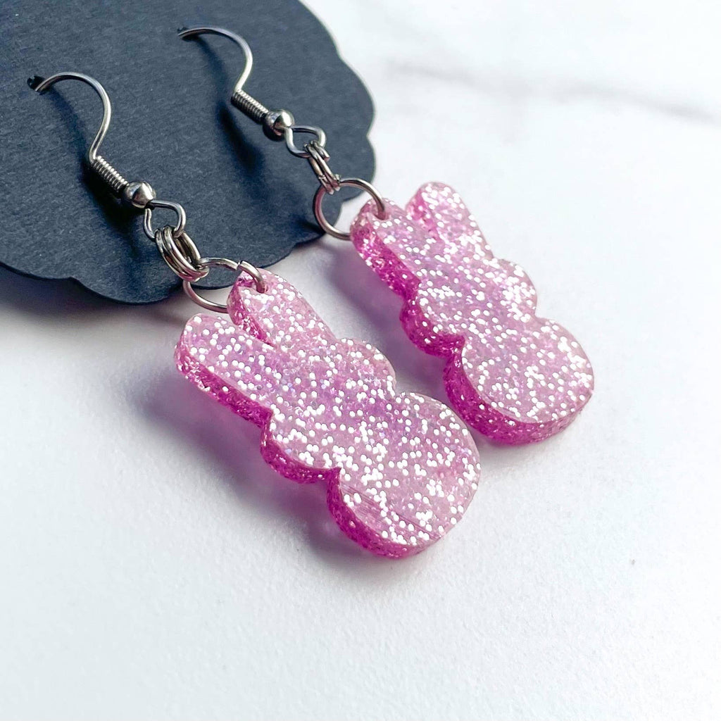Blush Pink Shimmer Bunny Earrings