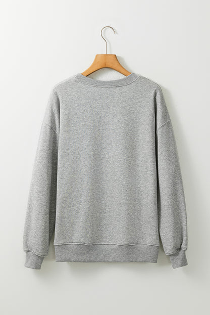 Gray GAME DAY Football Bow Embroidered Casual Sweatshirt