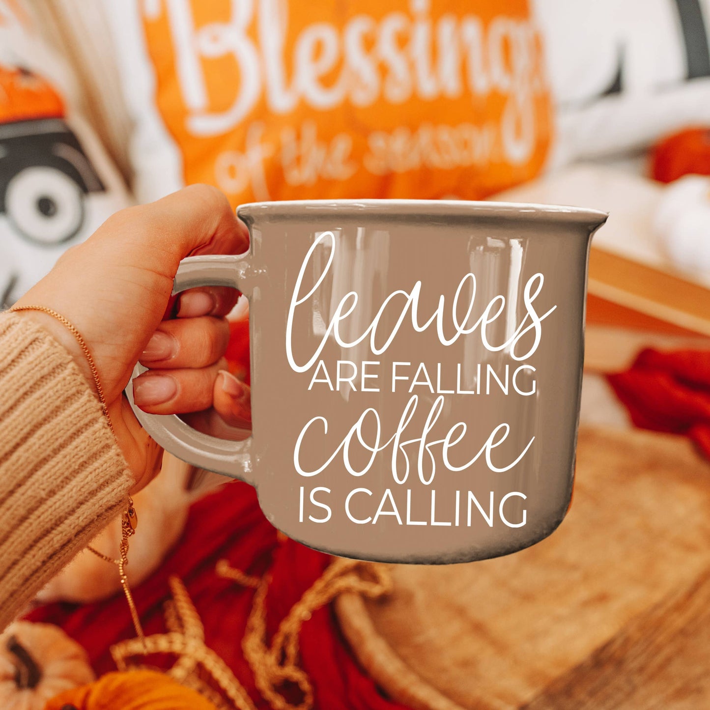 Neutral Fall Coffee Mug, Ceramic Cups for Autumn Home Accent