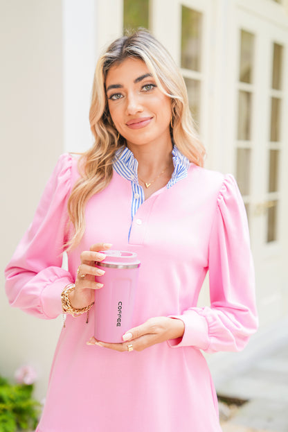 Pink Portable Travel Insulated Coffee Tumbler Cup