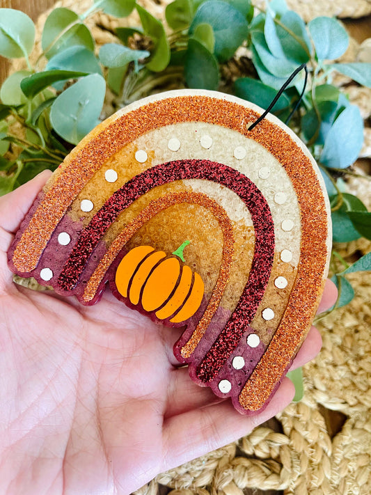 Fall Pumpkin Rainbow Car Freshie 