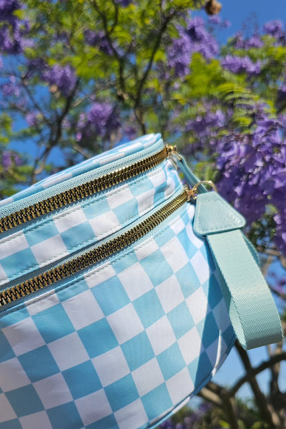 Phalaenopsis Checkered Print Wide Strap Large Crossbody Bag