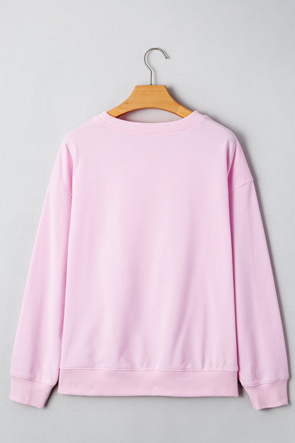 Pink GAME DAY Football Print Casual Sweatshirt