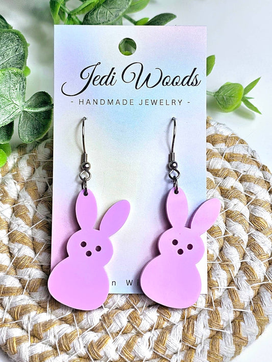 Pastel Purple Peep Easter Bunny Earrings