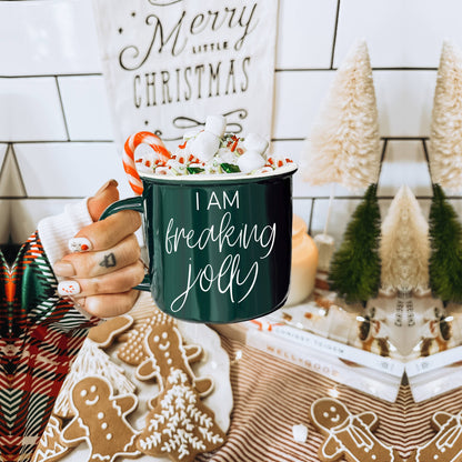 Christmas Mugs Funny, Red & Green Holiday Coffee Cup Ceramic
