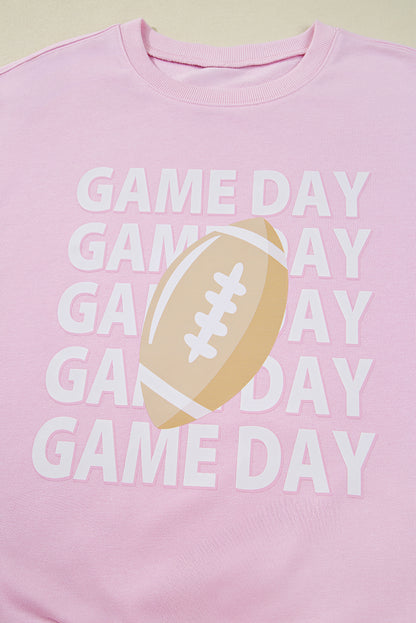 Pink GAME DAY Football Print Casual Sweatshirt