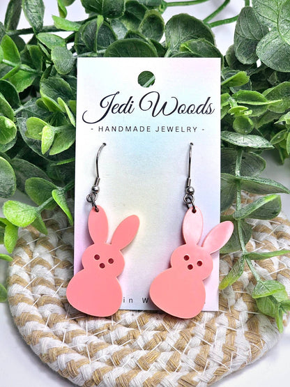 Pastel Red Peeps Easter Bunny Earring