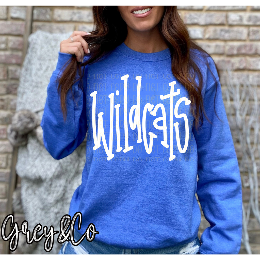 Wildcats Doodle Sweatshirt: Heather Royal Blue / Sweatshirt