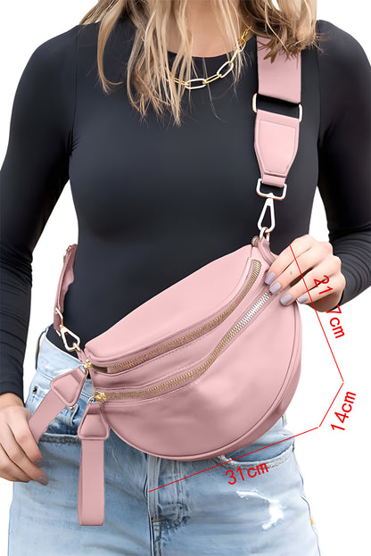 Jungle Green Wide Strap Zipper Crossbody Bag