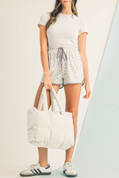 Cinnamon Solid Quilted Puffy Zipped Large Tote Bag