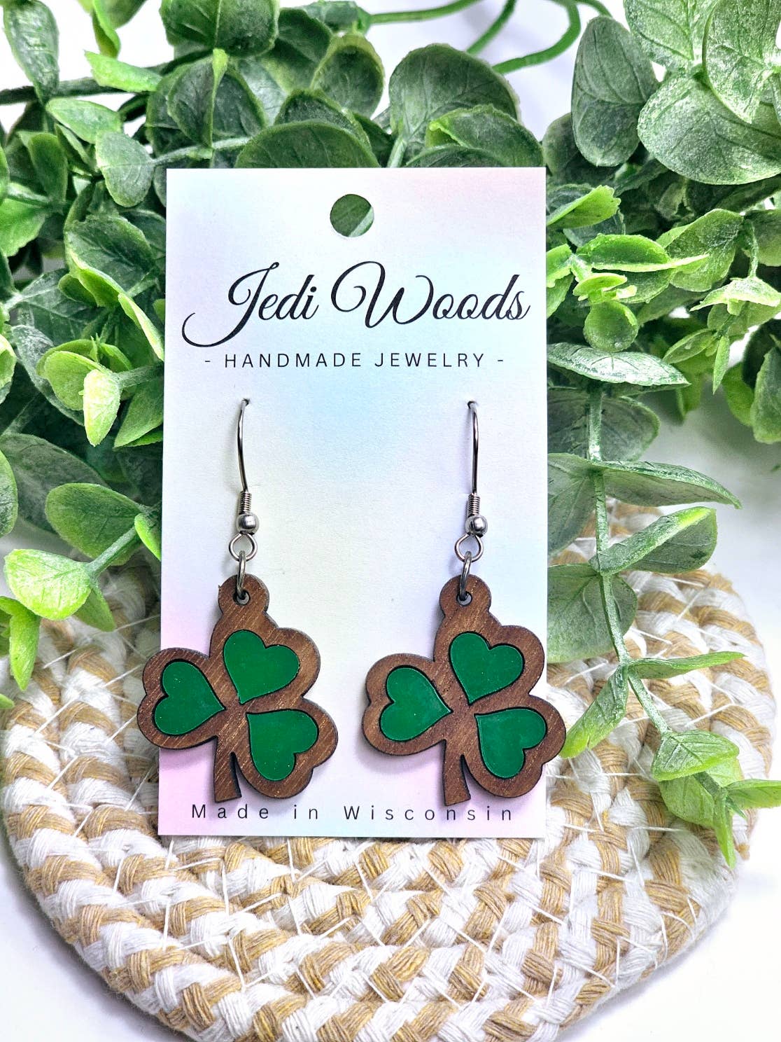 Shamrock Clover Inlay Earrings